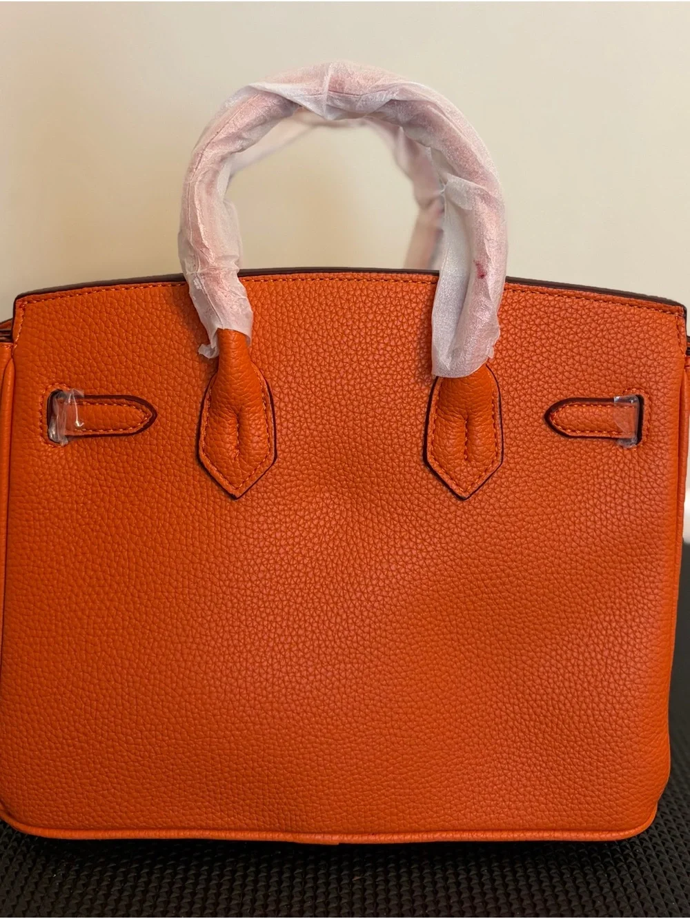 25cm Orange Real Leather Hand/Shoulder/Crossbody bag with Gold Hardware